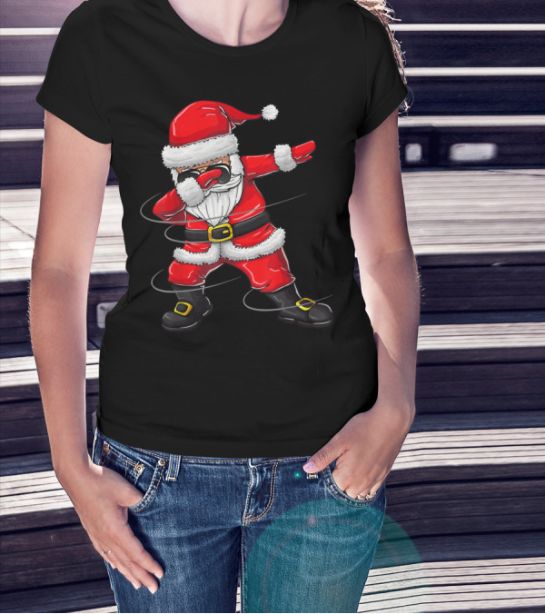 Christmas Dabbing Santa Boy Girl Santa Dab Pose T-Shirt