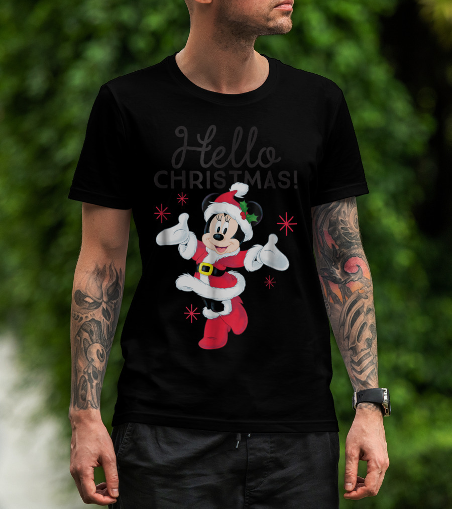 Disney Santa Minnie Mouse Hello Christmas T-Shirt