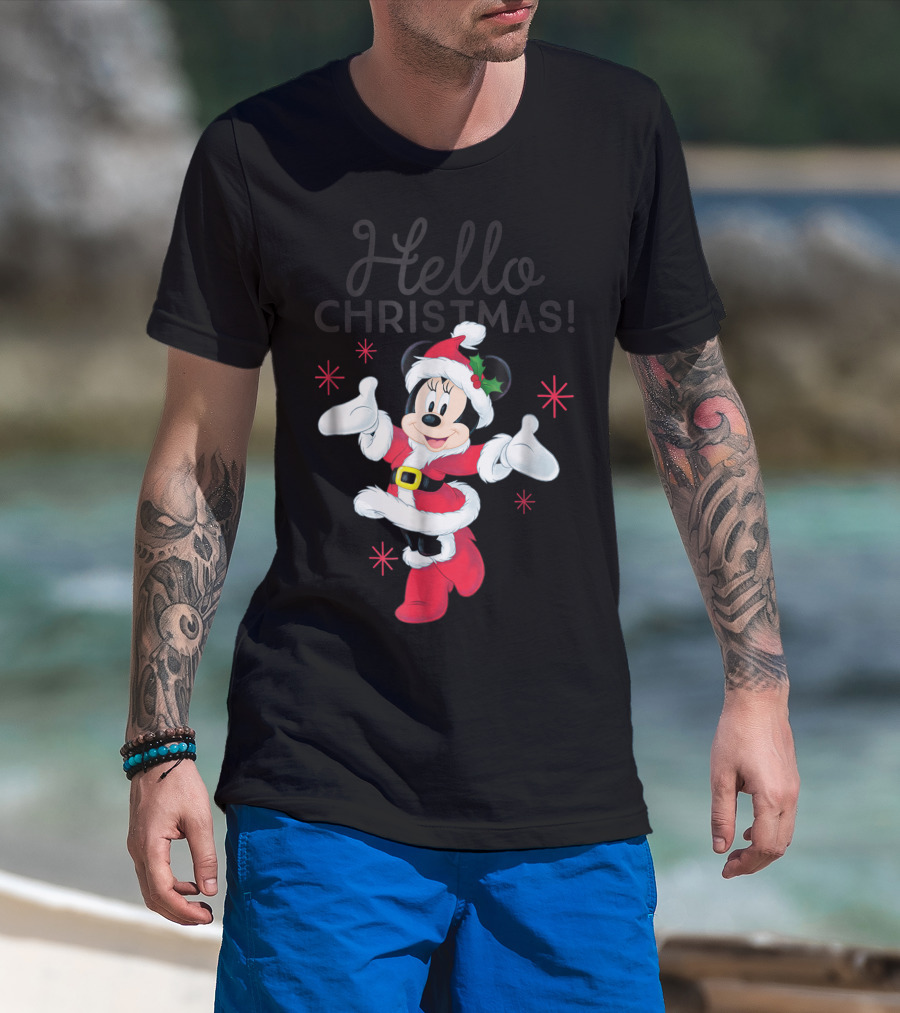 Disney Santa Minnie Mouse Hello Christmas T-Shirt