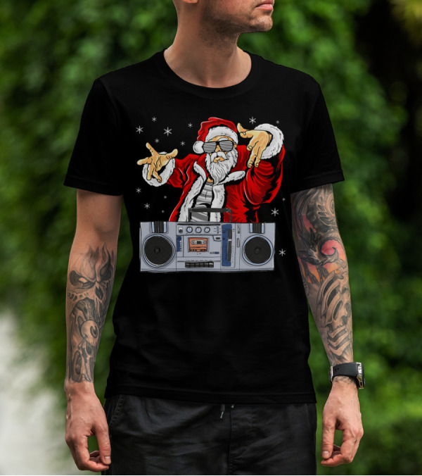 Santa Claus DJ Hip Hop Boombox T-Shirt