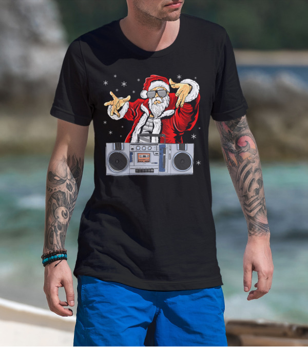 Santa Claus DJ Hip Hop Boombox T-Shirt
