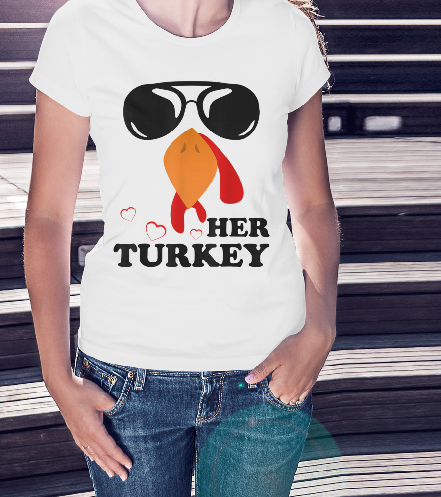 Her Turkey Funny Men's Matching Thanksgiving T-Shirt