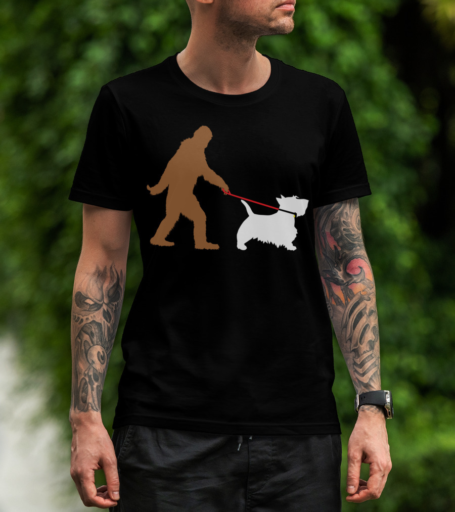 Bigfoot Walking Scottish Terrier Dog Leash Iconic T-Shirt