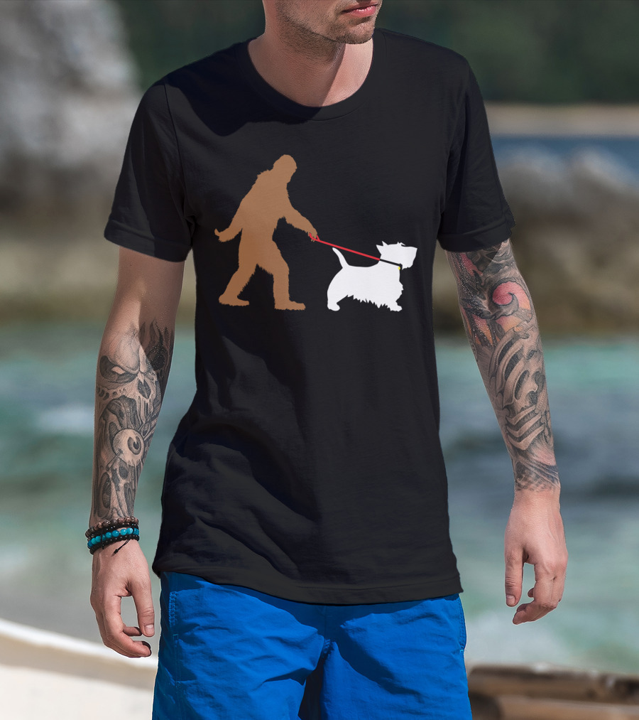 Bigfoot Walking Scottish Terrier Dog Leash Iconic T-Shirt