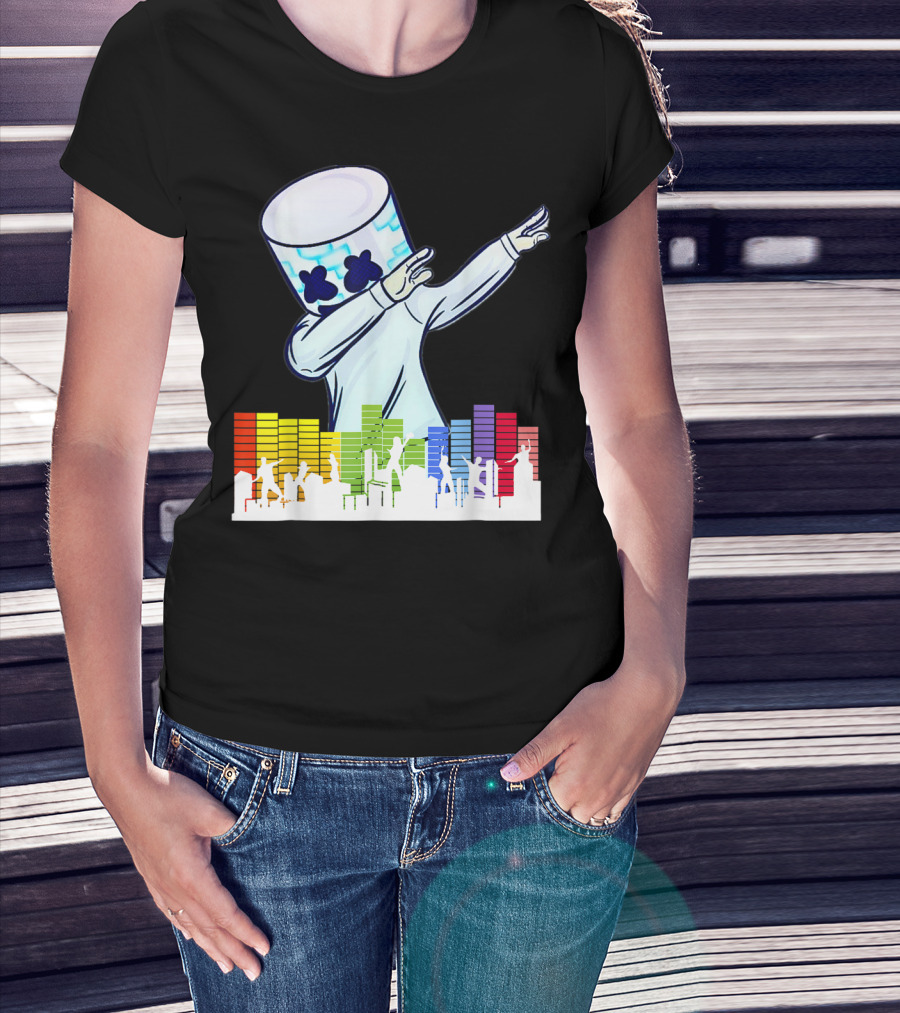 All I Want For Christmas Is Marshmallow Dabbing With Colorful Dance Equalizer T-Shirt
