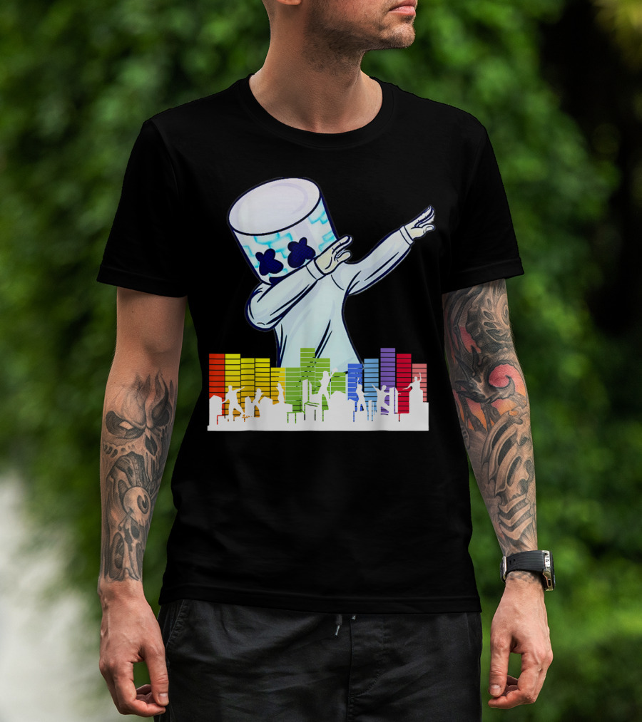 All I Want For Christmas Is Marshmallow Dabbing With Colorful Dance Equalizer T-Shirt