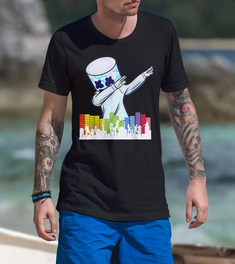 All I Want For Christmas Is Marshmallow Dabbing With Colorful Dance Equalizer T-Shirt