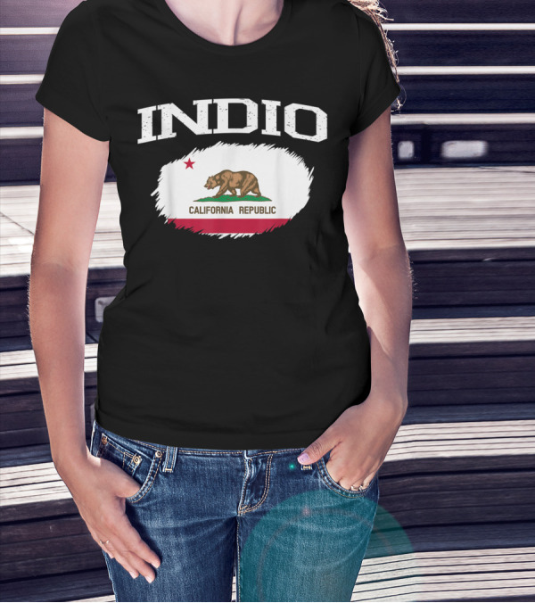 INDIO CALIFORNIA REPUBLIC Vintage USA Flag Sports T-Shirt