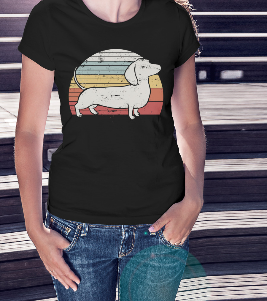 Cool Retro Dachshund Weiner Dog Fans T-Shirt