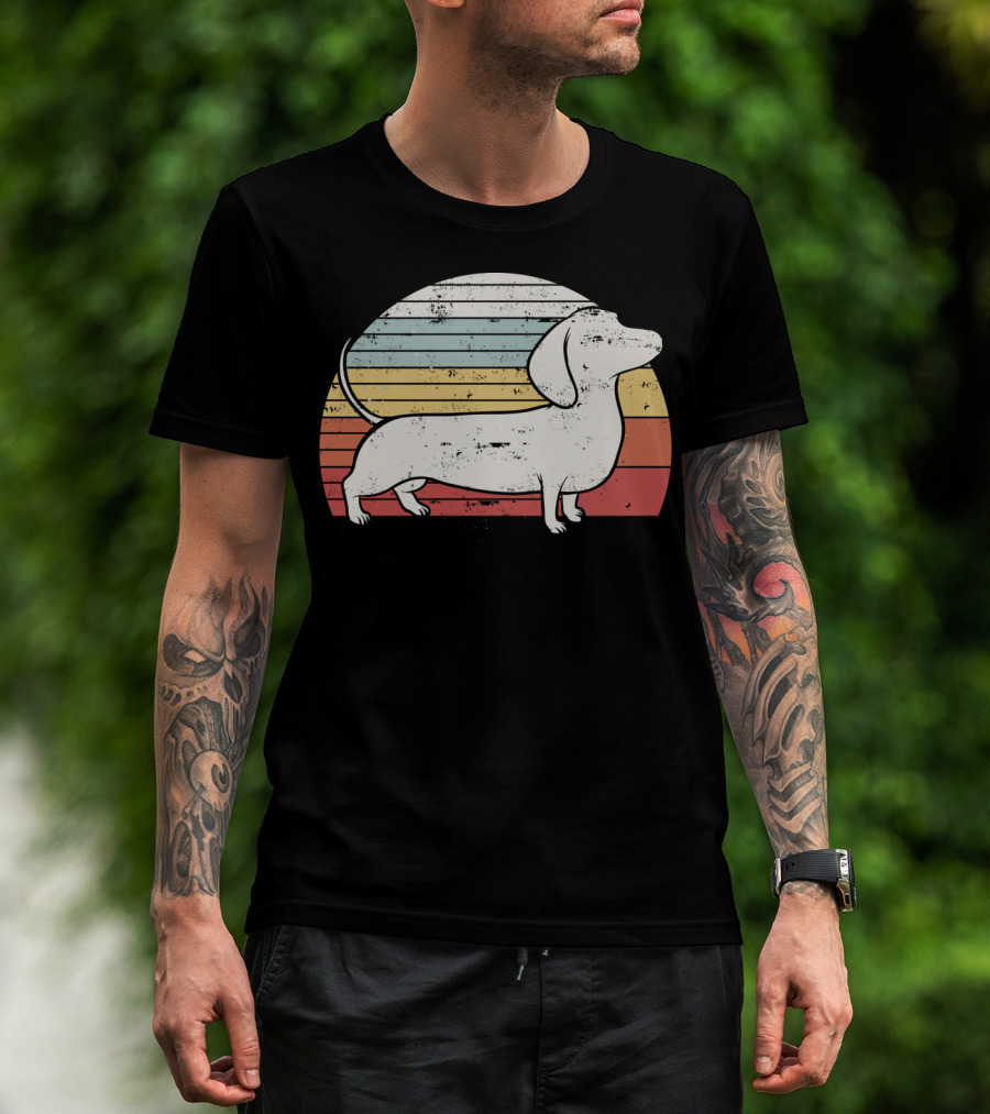 Cool Retro Dachshund Weiner Dog Fans T-Shirt