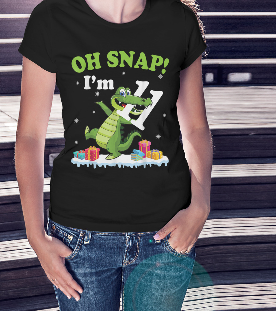 Oh Snap I'm Eleven Crocodile Snow Noel T-Shirt