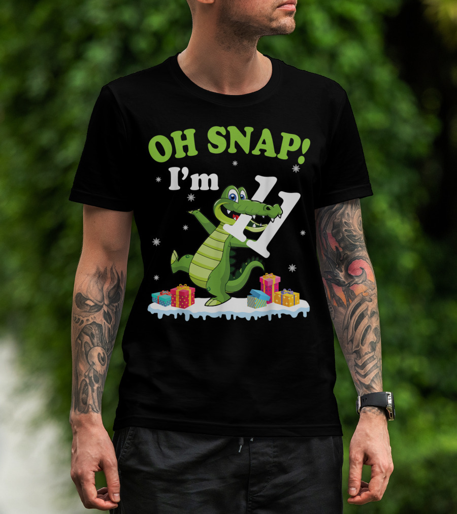 Oh Snap I'm Eleven Crocodile Snow Noel T-Shirt