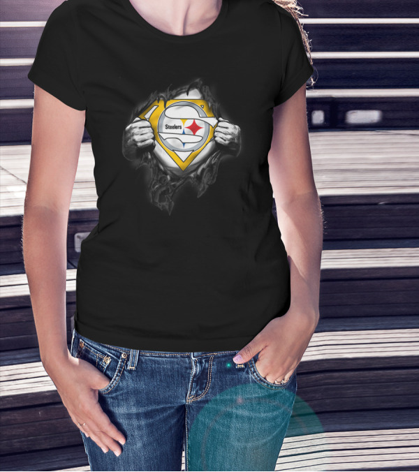 Merry Christmas Steelers Superhero Pittsburgh Football Team T-Shirt