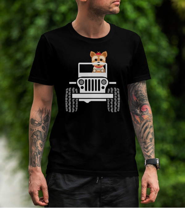 Yorkie Terrier Driving Jeep Adventure T-Shirt