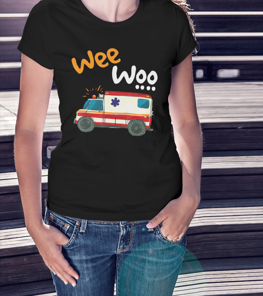 Wee Woo EMT Paramedic Ambulance Cartoon Emergency Vehicle T-Shirt