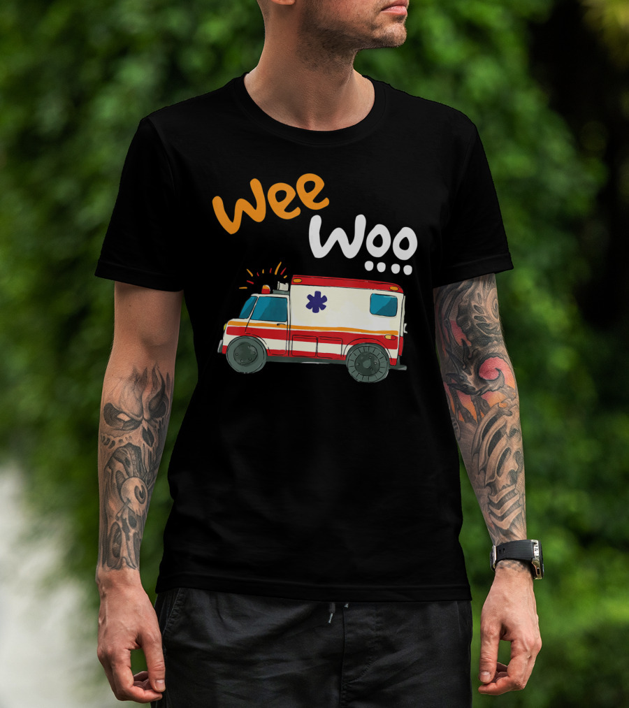 Wee Woo EMT Paramedic Ambulance Cartoon Emergency Vehicle T-Shirt