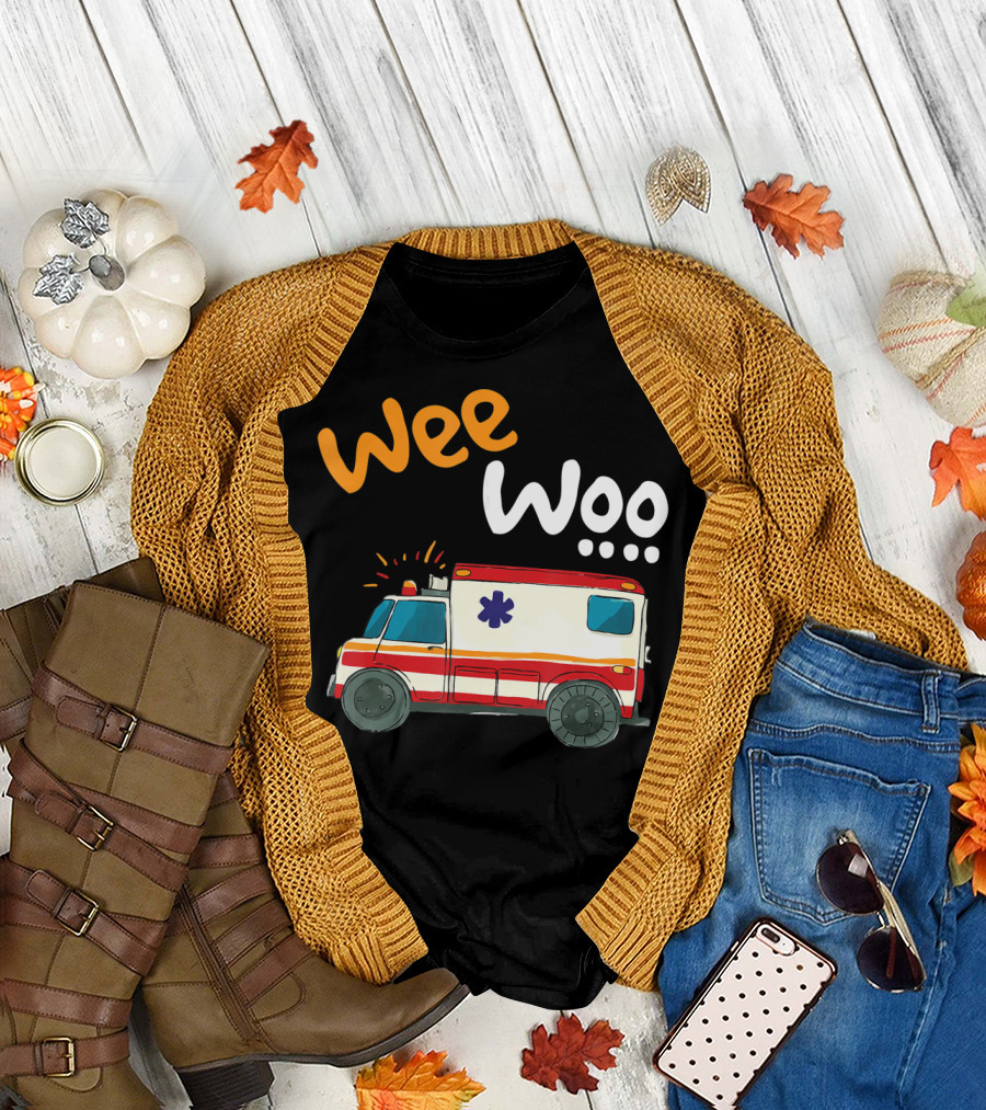Wee Woo EMT Paramedic Ambulance Cartoon Emergency Vehicle T-Shirt