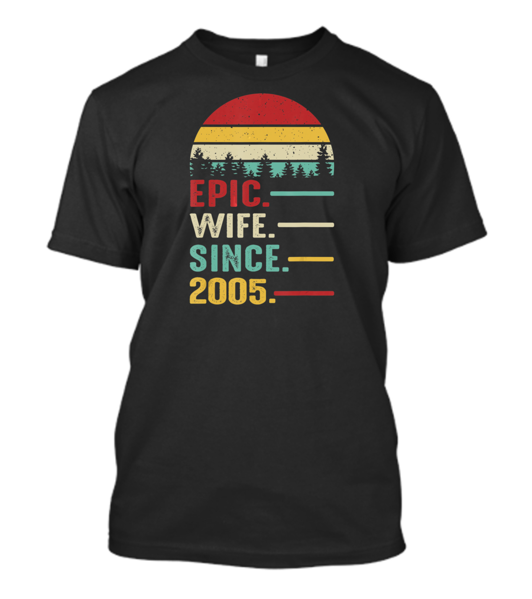 Epic Wife Since 2005 Retro Sunset Pines T-Shirt