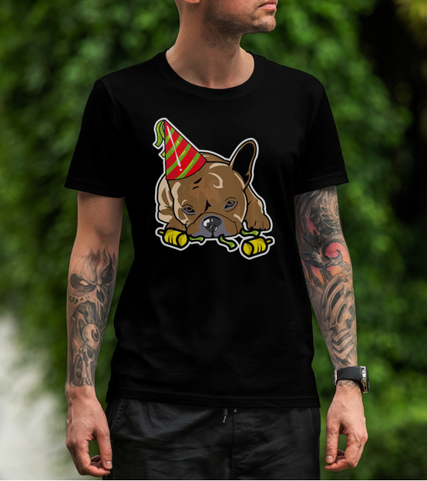 Eve French Bulldog Frenchie Happy New Year Party Hat T-Shirt