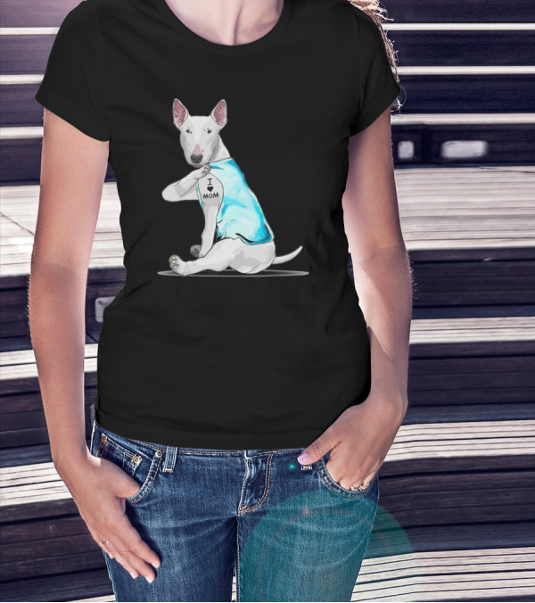 Bull Terrier I Love Mom Tattoo T-Shirt