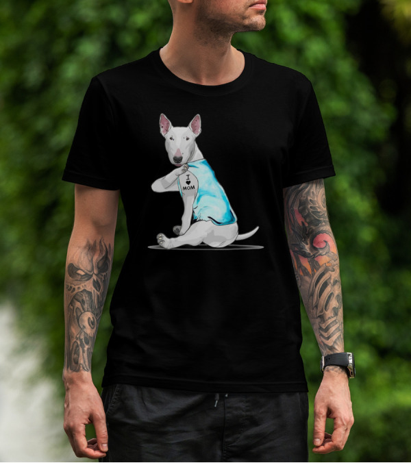 Bull Terrier I Love Mom Tattoo T-Shirt