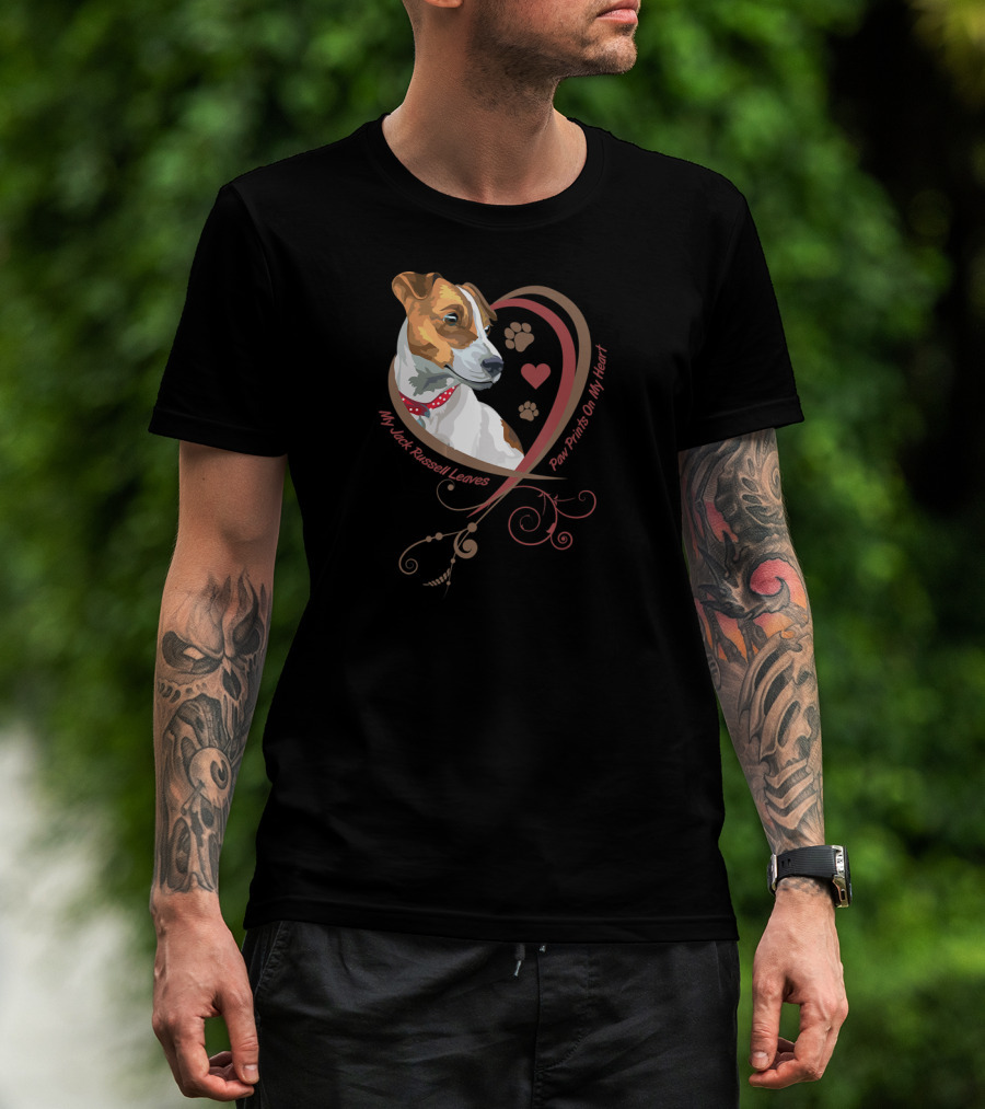 My Jack Russell Leaves Paw Prints On My Heart T-Shirt