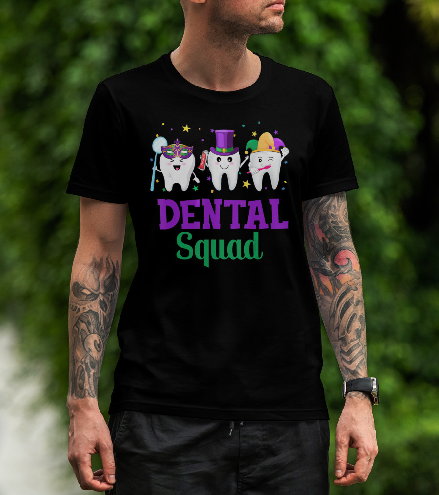 Dental Squad Tooth Assistant Mardi Gras T-Shirt