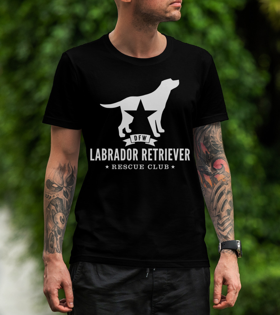 DFW Labrador Retriever Rescue Club Logo With Star And Dog T-Shirt
