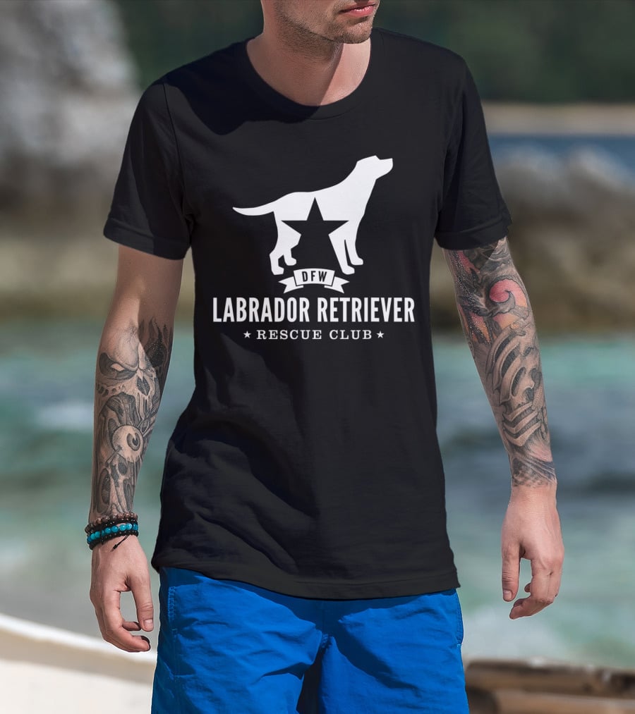DFW Labrador Retriever Rescue Club Logo With Star And Dog T-Shirt
