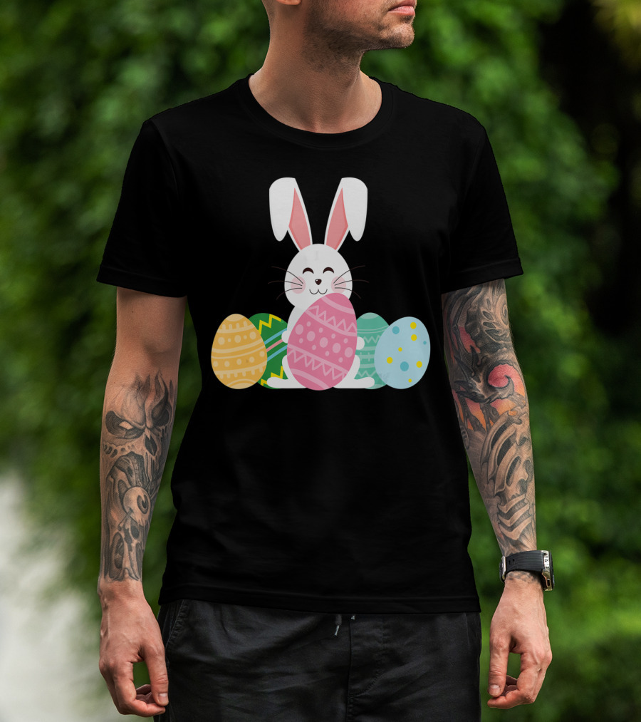 Cute Easter Bunny Egg Hunt Festive Colorful Eggs T-Shirt