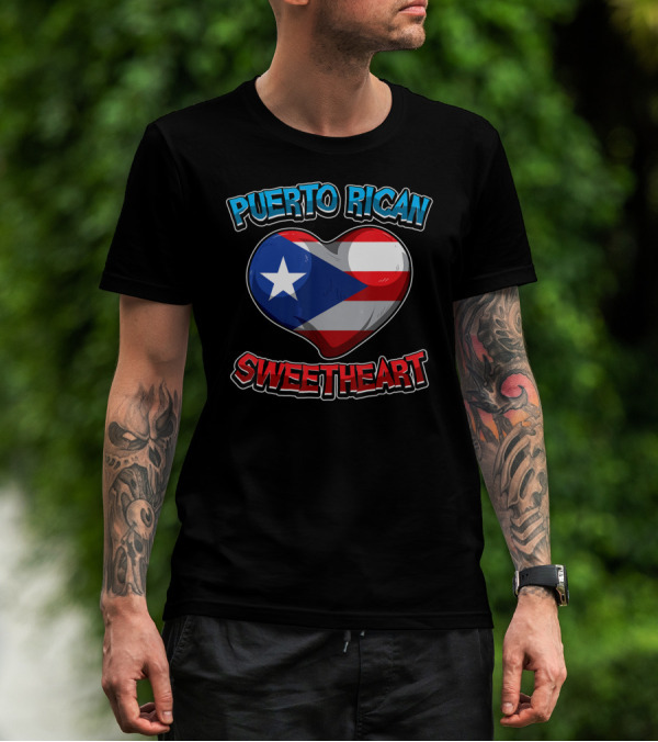 Puerto Rican Sweetheart Heart-Shaped Flag T-Shirt