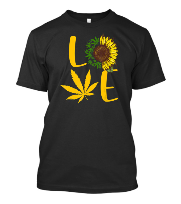Love Sunflower Cannabis Leaf T-Shirt