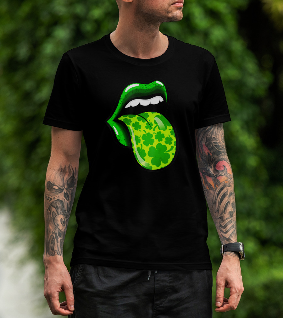 Green Shamrock Lips St Patricks Day Women T-Shirt