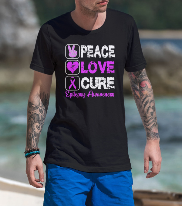Peace Love Cure Epilepsy Awareness T-Shirt