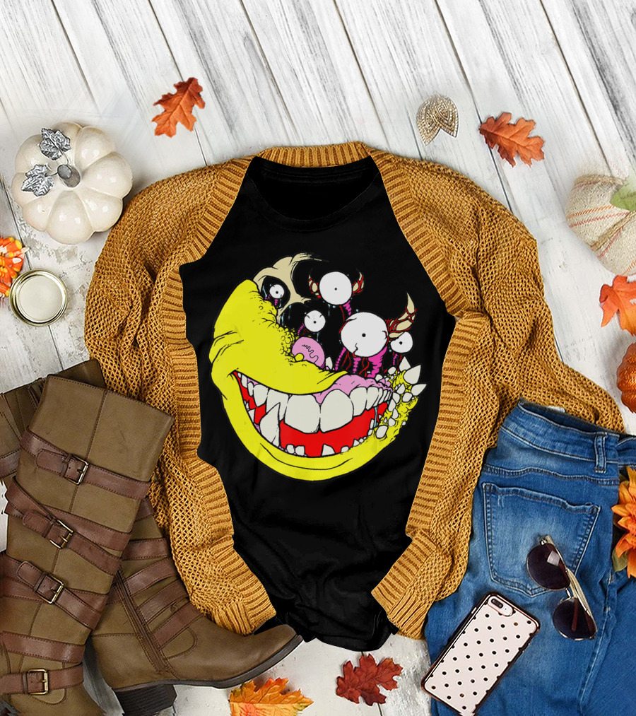 Wouldn't Hurt You to Smile Monster Face with Teeth and Eyes T-Shirt