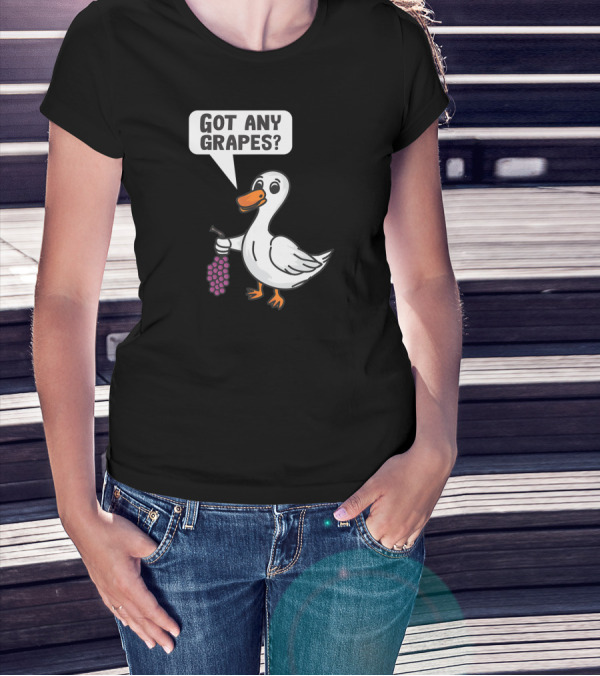Duck Holding Grapes Asking Got Any Grapes? T-Shirt