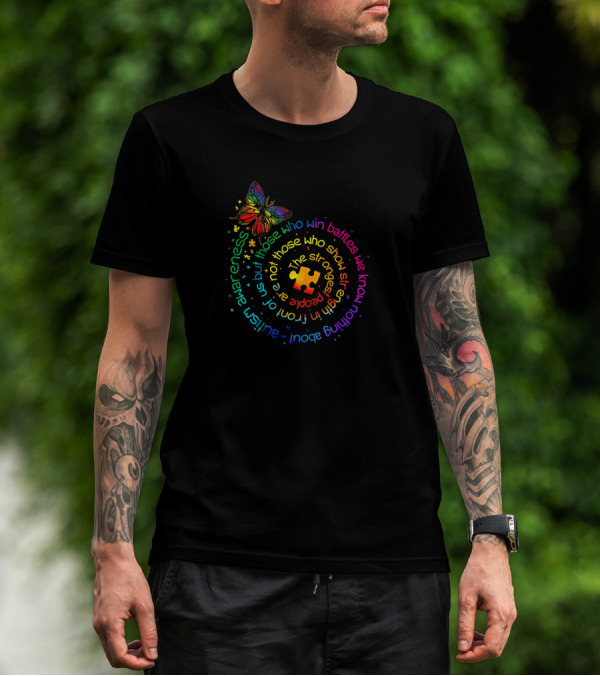 Autism Awareness Butterfly With Strongest Puzzle Piece T-Shirt