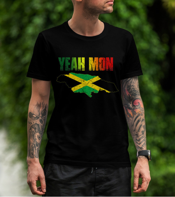 Yeah Mon Jamaican Map Flag Colors T-Shirt
