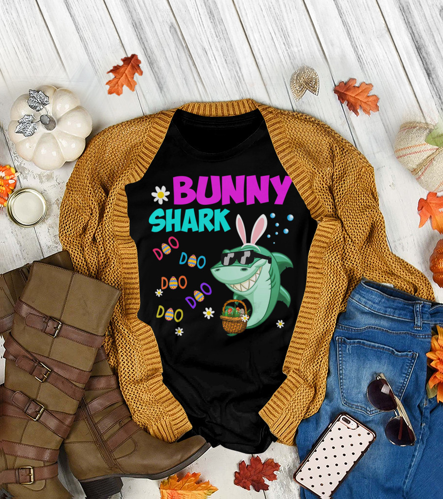Bunny Shark Doo Easter Toddler Bunny Shark Sunglasses Basket T-Shirt