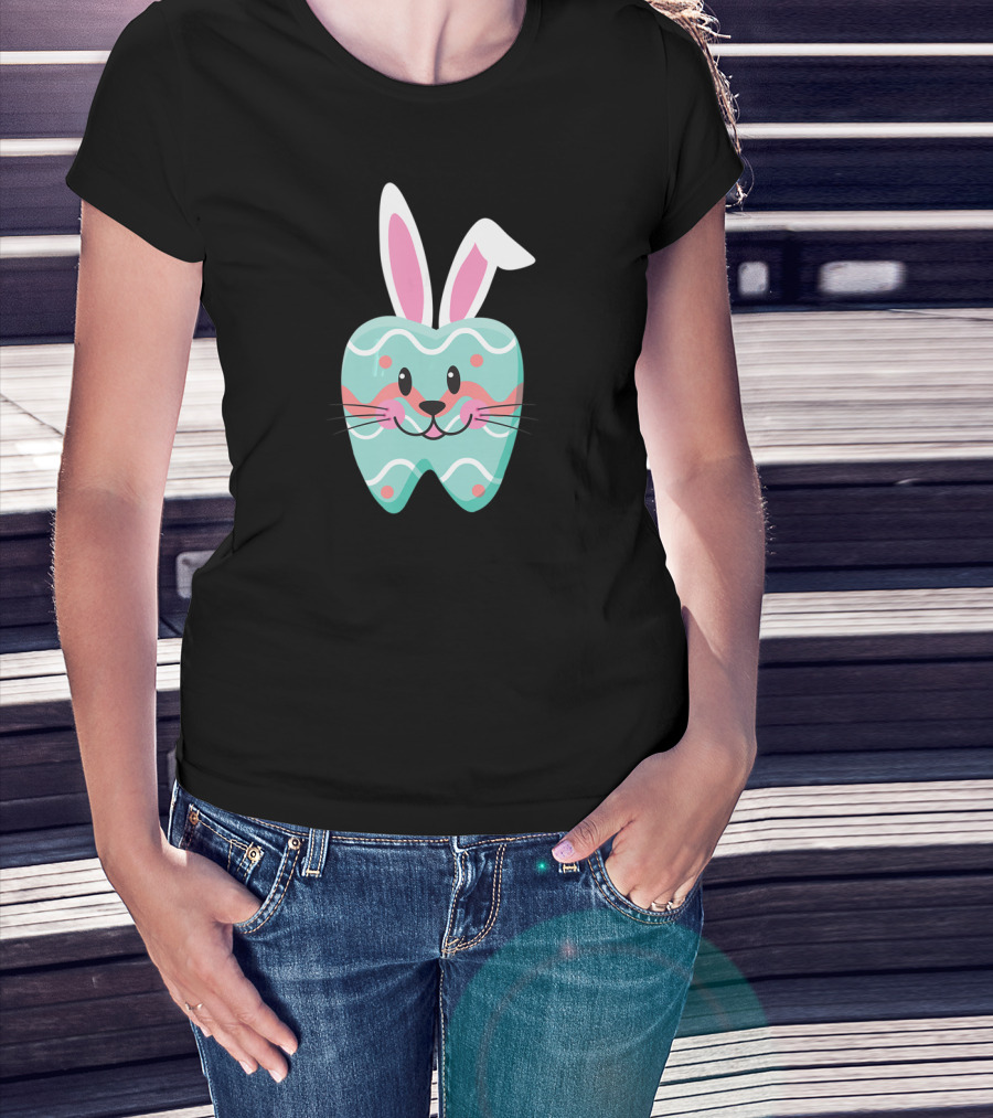 Easter Bunny Tooth With Whiskers And Pastel T-Shirt