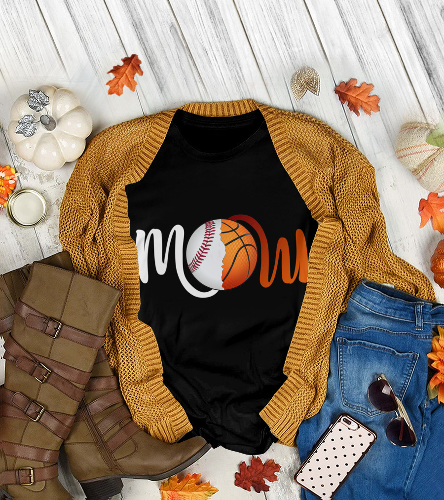 Mom Baseball Basketball Fusion T-Shirt