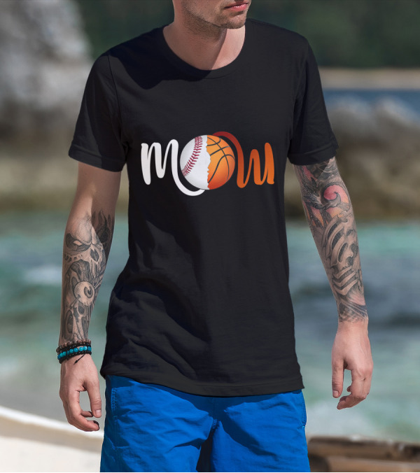 Mom Baseball Basketball Fusion T-Shirt