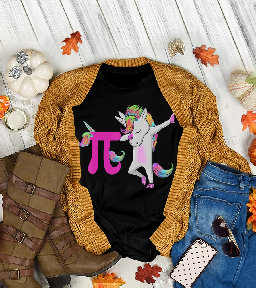 Happy Pi Day Unicorn Dabbing Math Rainbow Magic T-Shirt