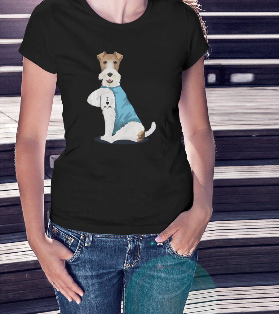 Fox Terrier I Love Mom Tattoo T-Shirt