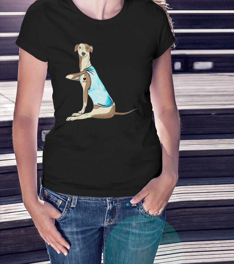 Whippet Dog I Love Mom Tattoo Iconic T-Shirt
