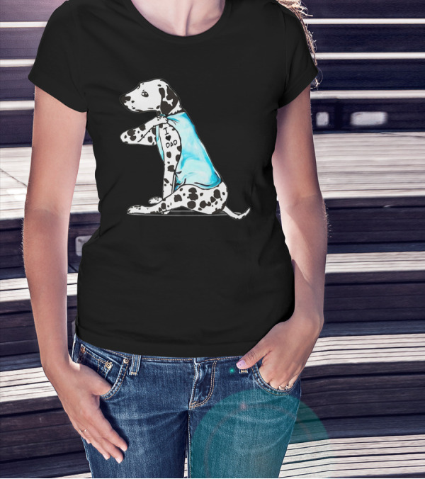 Dalmatian I Love DAD Blue Shirt Cute Dog T-Shirt
