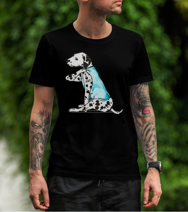 Dalmatian I Love DAD Blue Shirt Cute Dog T-Shirt