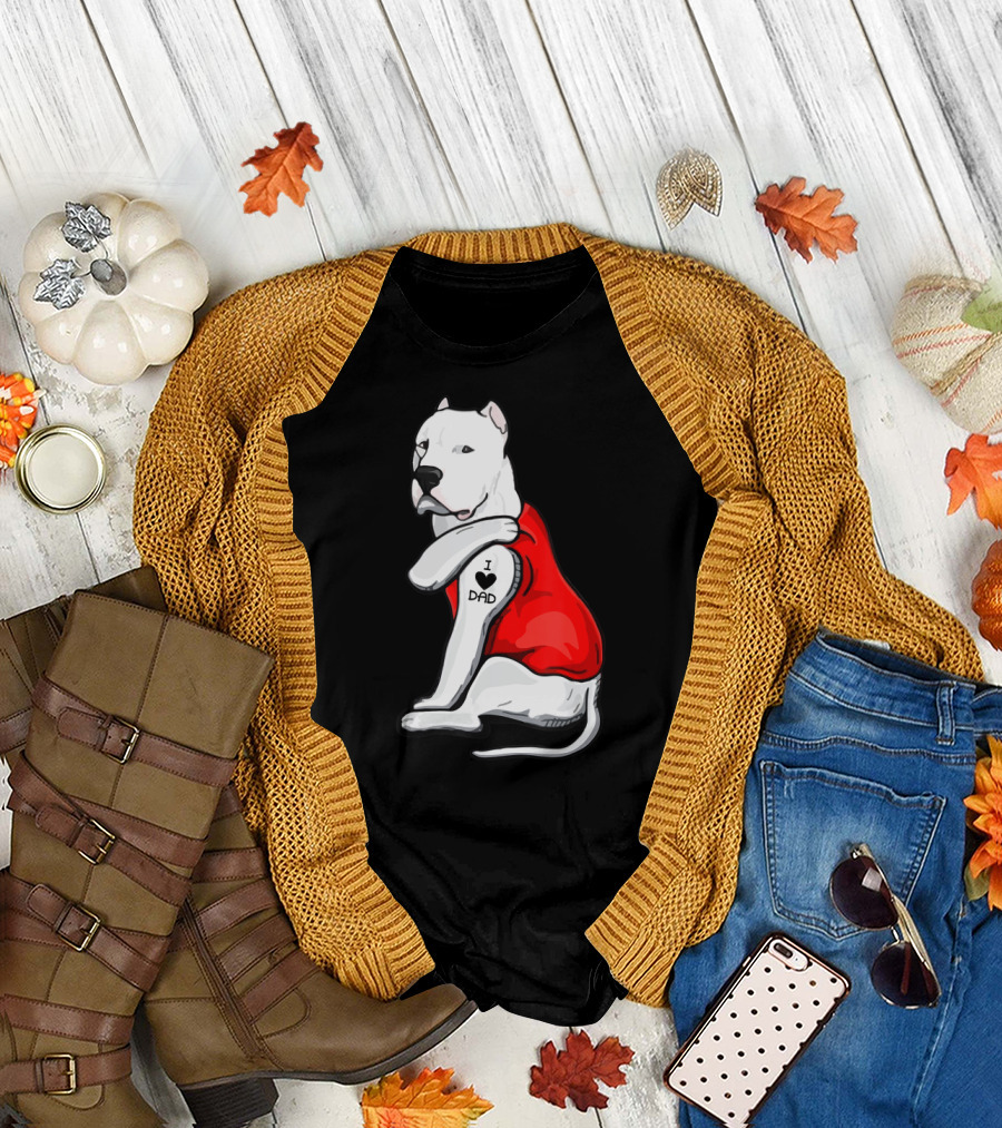 I Love Dad Dogo Argentino Father Dog in Red T-Shirt