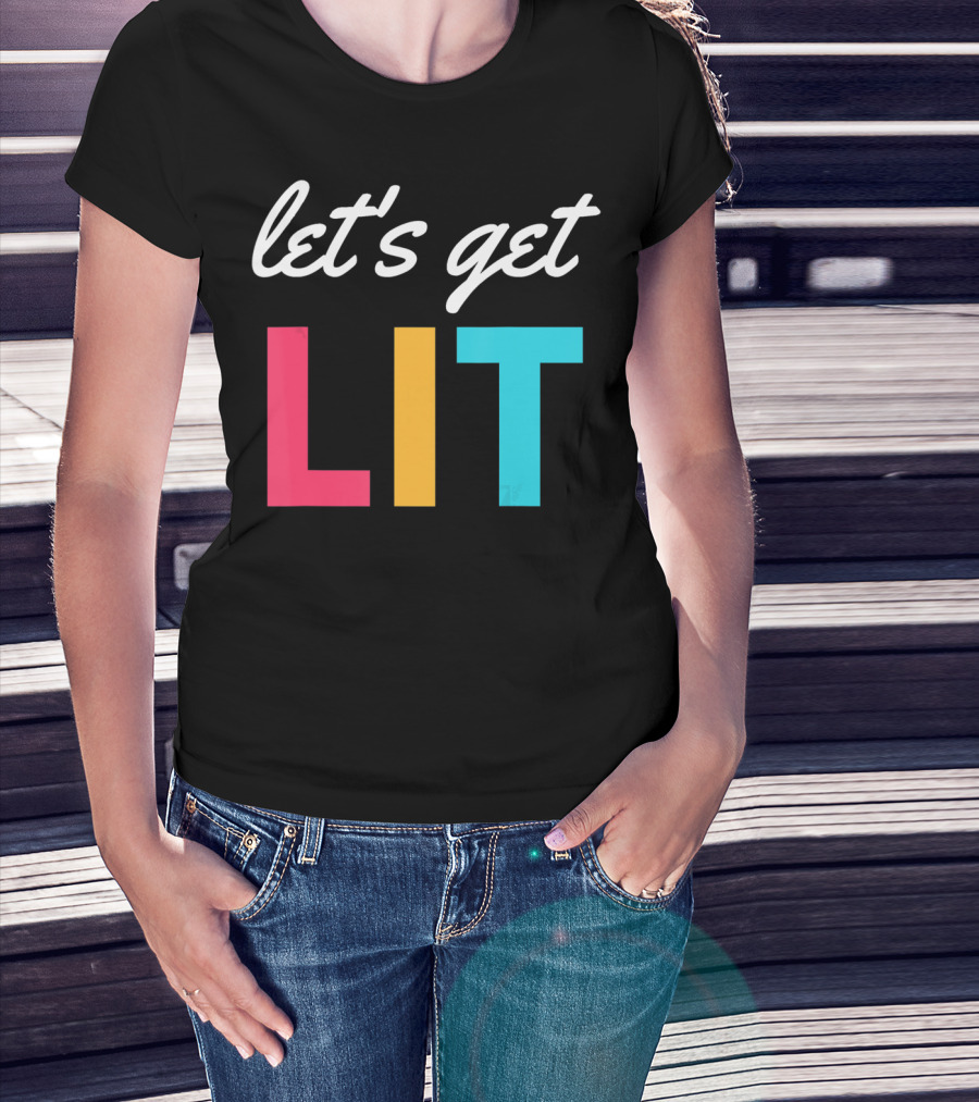 Let's Get Lit Funny Writers Teachers Retro T-Shirt