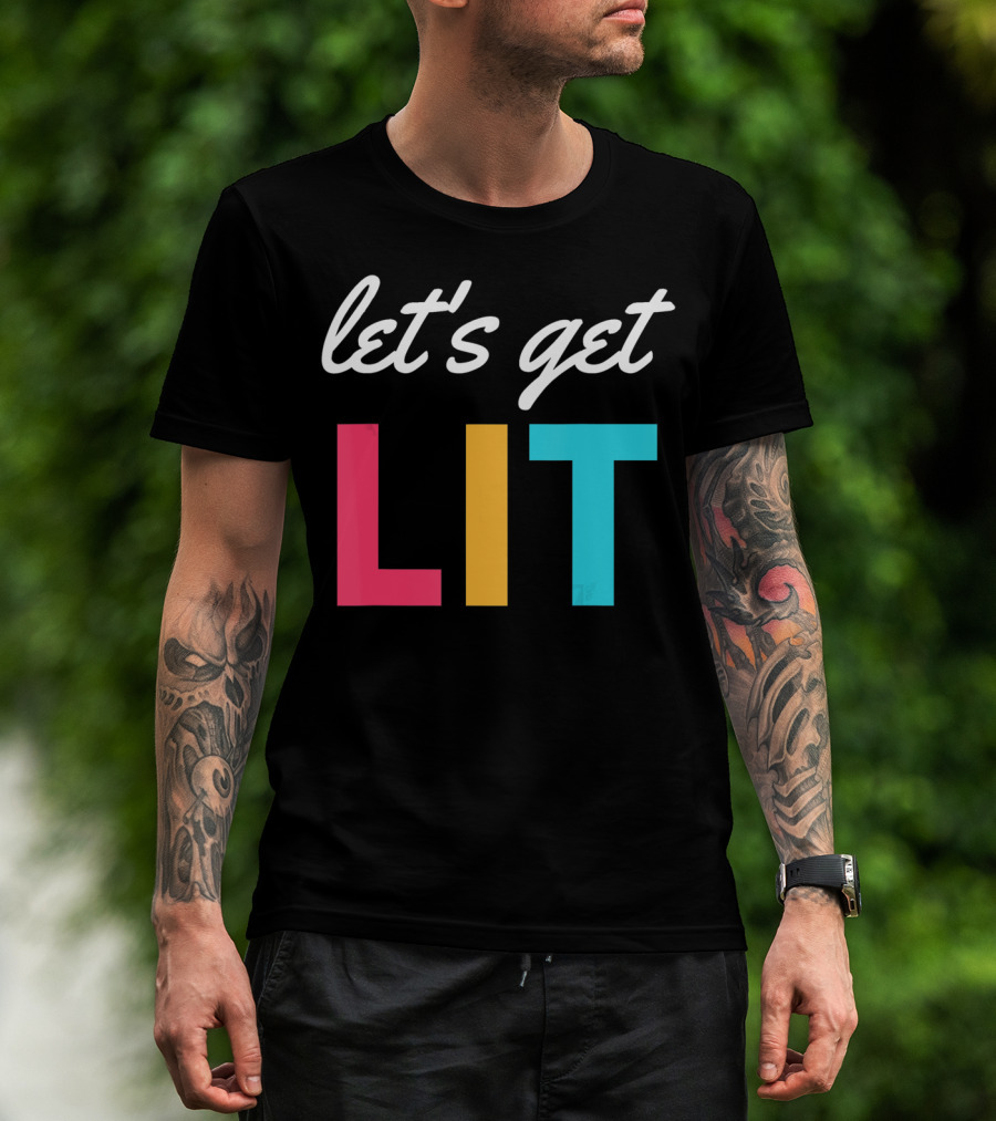 Let's Get Lit Funny Writers Teachers Retro T-Shirt